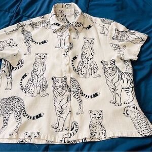 Wild Cat Jane and Delancey short-sleeve button-down blouse